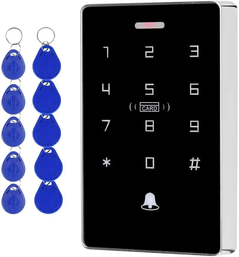 سیستم کنترل دسترسی دو فرکانسی NFC ضد آب IP68 مدل FTes RFKits به همراه 5 عدد جاسوئیچی ID و 5 عدد جاسوئیچی IC، پشتیبانی از 10000 کاربر، دارای نور پس زمینه و پنل لمسی