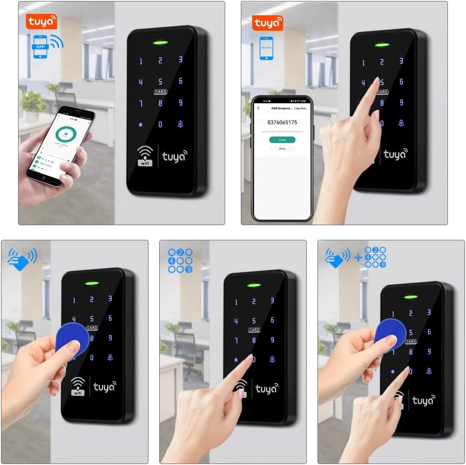 FUSYTULY سیستم کنترل دسترسی Tuya، فرکانس 125KHz و 13.56MHz، ضد آب، کیت سیستم کنترل دسترسی وای فای با صفحه کلید RFID + منبع تغذیه DC12V 3A + 10 عدد جاکلیدی (کیت S20tuya بدون قفل) FUSYTULY سیستم کنترل دسترسی Tuya، فرکانس 125KHz و 13.56MHz، ضد آب، کیت سیستم کنترل دسترسی وای فای با صفحه کلید RFID + منبع تغذیه DC12V 3A + 10 عدد جاکلیدی (کیت S20tuya بدون قفل)