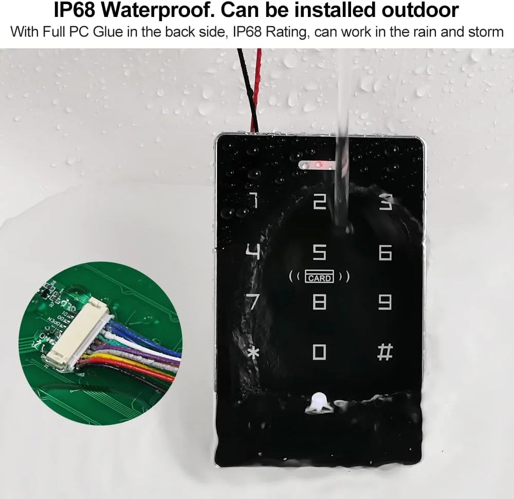 صفحه کلید کنترل دسترسی NFC RFID ضد آب IP68 با فرکانس دوگانه 125 کیلوهرتز / 13.56 مگاهرتز، صفحه کلید لمسی رمز عبور، کنترلر دسترسی خواننده 10000 کاربر صفحه کلید کنترل دسترسی NFC RFID ضد آب IP68 با فرکانس دوگانه 125 کیلوهرتز / 13.56 مگاهرتز، صفحه کلید لمسی رمز عبور، کنترلر دسترسی خواننده 10000 کاربر