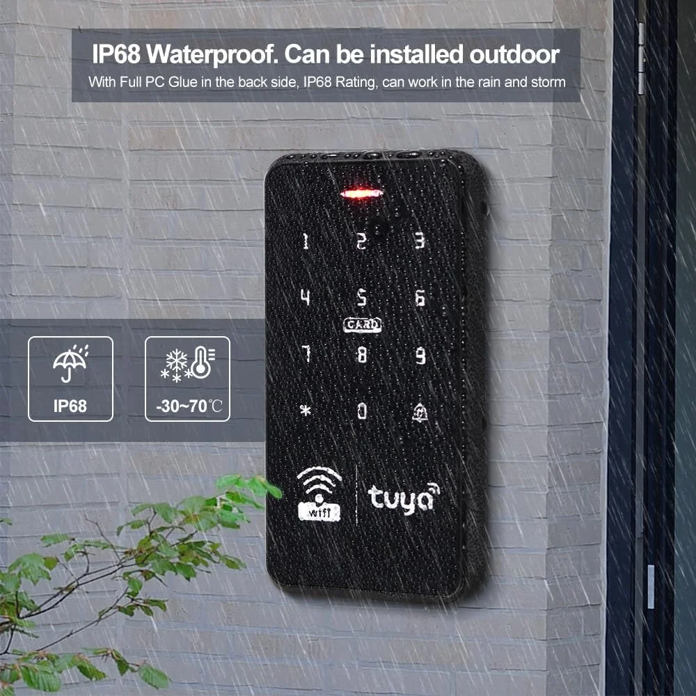 FUSYTULY سیستم کنترل دسترسی Tuya، فرکانس 125KHz و 13.56MHz، ضد آب، کیت سیستم کنترل دسترسی وای فای با صفحه کلید RFID + منبع تغذیه DC12V 3A + 10 عدد جاکلیدی (کیت S20tuya بدون قفل) FUSYTULY سیستم کنترل دسترسی Tuya، فرکانس 125KHz و 13.56MHz، ضد آب، کیت سیستم کنترل دسترسی وای فای با صفحه کلید RFID + منبع تغذیه DC12V 3A + 10 عدد جاکلیدی (کیت S20tuya بدون قفل)