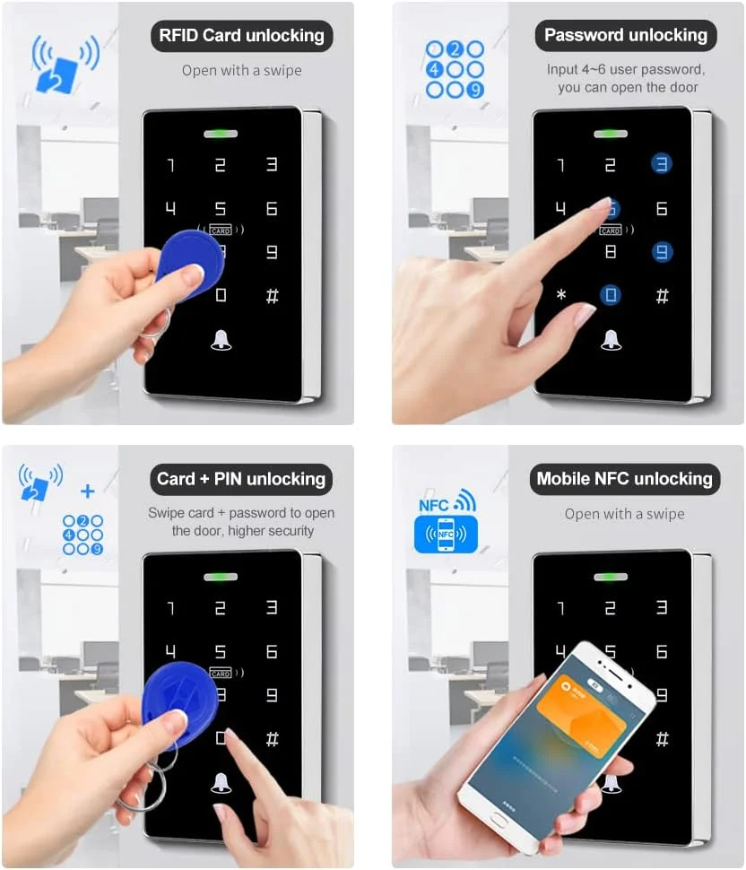 صفحه کلید کنترل دسترسی NFC RFID ضد آب IP68 با فرکانس دوگانه 125 کیلوهرتز / 13.56 مگاهرتز، صفحه کلید لمسی رمز عبور، کنترلر دسترسی خواننده 10000 کاربر صفحه کلید کنترل دسترسی NFC RFID ضد آب IP68 با فرکانس دوگانه 125 کیلوهرتز / 13.56 مگاهرتز، صفحه کلید لمسی رمز عبور، کنترلر دسترسی خواننده 10000 کاربر