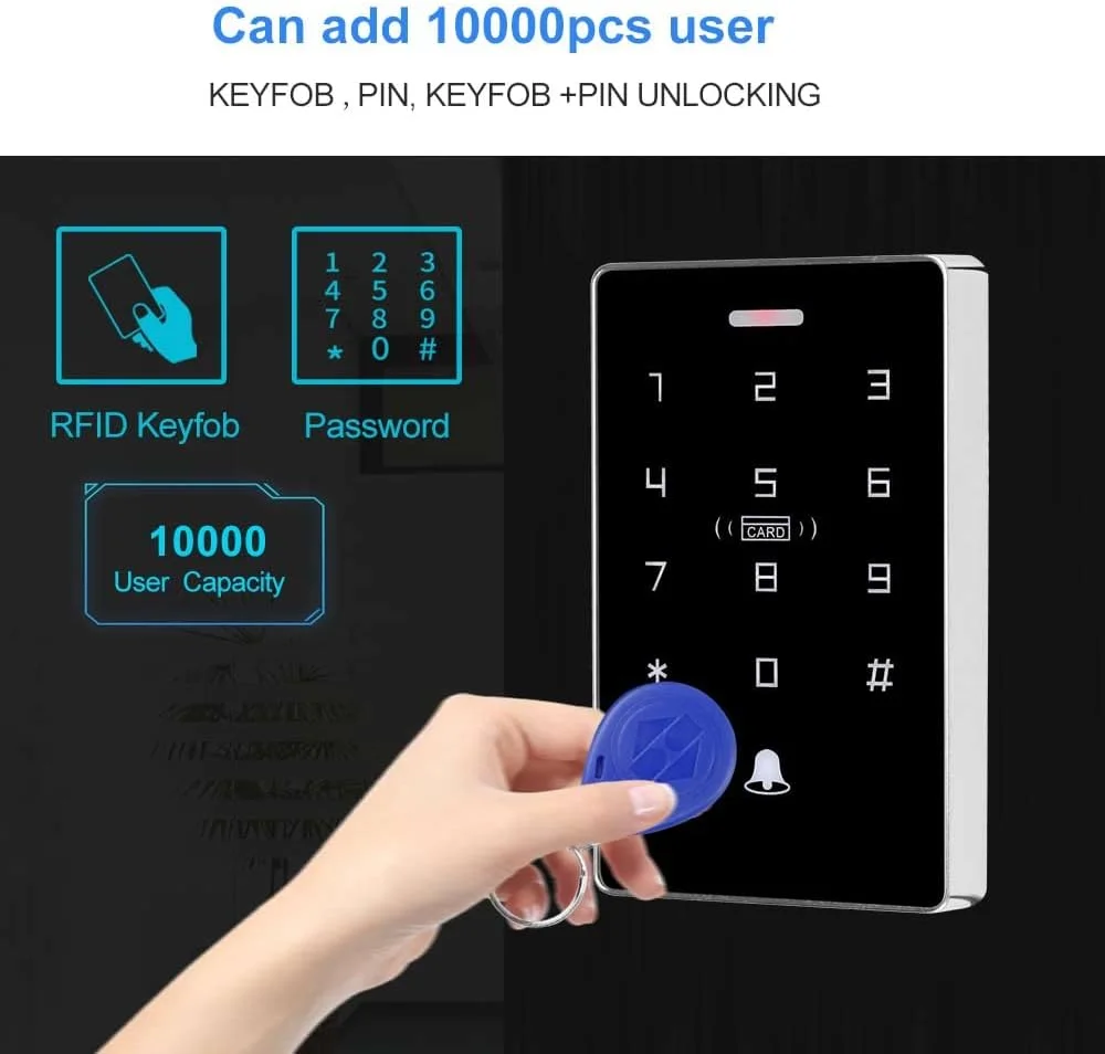 سیستم کنترل دسترسی دو فرکانسی NFC ضد آب IP68 مدل FTes RFKits به همراه 5 عدد جاسوئیچی ID و 5 عدد جاسوئیچی IC، پشتیبانی از 10000 کاربر، دارای نور پس زمینه و پنل لمسی سیستم کنترل دسترسی دو فرکانسی NFC ضد آب IP68 مدل FTes RFKits به همراه 5 عدد جاسوئیچی ID و 5 عدد جاسوئیچی IC، پشتیبانی از 10000 کاربر، دارای نور پس زمینه و پنل لمسی