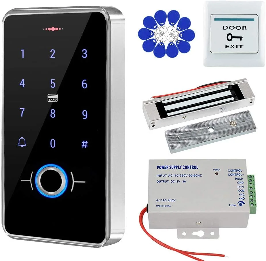 کیت GXY شامل صفحه کلید اثر انگشتی ضد آب IP68 + ده عدد جاسوئیچی 13.56MHz + قفل مغناطیسی 180KG + منبع تغذیه DC12V + دکمه خروج برای سیستم کنترل دسترسی کیت GXY شامل صفحه کلید اثر انگشتی ضد آب IP68 + ده عدد جاسوئیچی 13.56MHz + قفل مغناطیسی 180KG + منبع تغذیه DC12V + دکمه خروج برای سیستم کنترل دسترسی