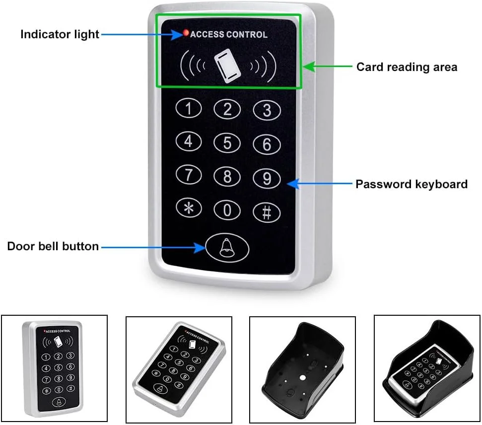 کیت سیستم کنترل دسترسی درب ضد آب FUSYTULY، صفحه کلید RFID خوان 125 کیلوهرتز + منبع تغذیه DC12V 3A + پوشش ضد آب + 15 عدد جاسوئیچی، بدون قفل برقی کیت سیستم کنترل دسترسی درب ضد آب FUSYTULY، صفحه کلید RFID خوان 125 کیلوهرتز + منبع تغذیه DC12V 3A + پوشش ضد آب + 15 عدد جاسوئیچی، بدون قفل برقی