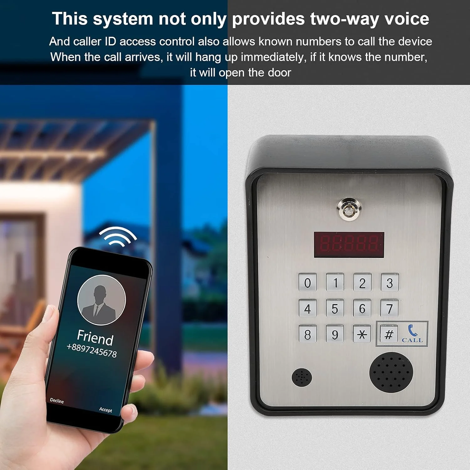 سیستم ورودی اینترکام، سیستم کنترل دسترسی تلفن همراه صوتی دو طرفه، سیستم ورودی درب قفل ضد آب اینترکام بی سیم برای دفتر کار برای آپارتمان (نسخه اروپایی) سیستم ورودی اینترکام، سیستم کنترل دسترسی تلفن همراه صوتی دو طرفه، سیستم ورودی درب قفل ضد آب اینترکام بی سیم برای دفتر کار برای آپارتمان (نسخه اروپایی)