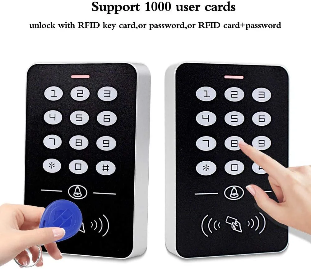 کیت سیستم کنترل دسترسی ارزان قیمت HFeng 125KHz صفحه کلید RFID + کنترلر منبع تغذیه DC12V 3A + دکمه خروج درب + 10 عدد جاسوئیچی کارت برای درب چوبی/فلزی/شیشه ای دزدگیر منزل کیت سیستم کنترل دسترسی ارزان قیمت HFeng 125KHz صفحه کلید RFID + کنترلر منبع تغذیه DC12V 3A + دکمه خروج درب + 10 عدد جاسوئیچی کارت برای درب چوبی/فلزی/شیشه ای دزدگیر منزل