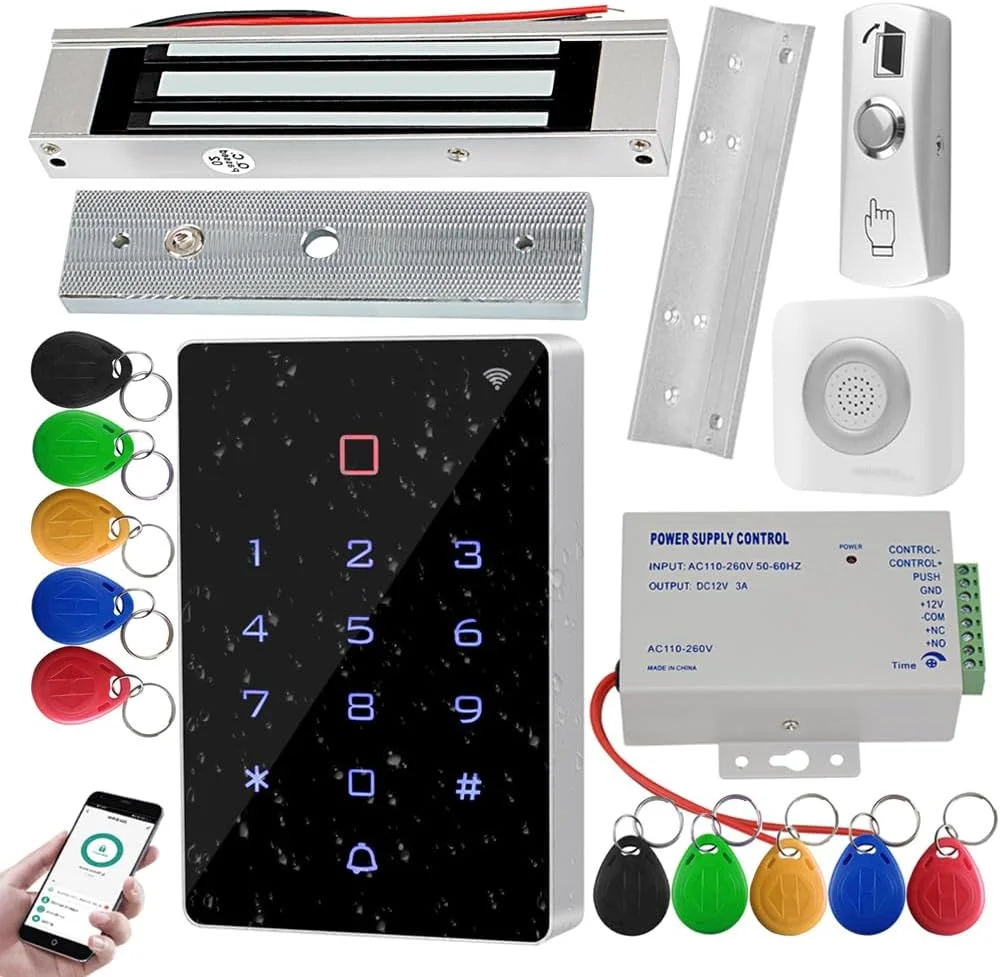 کیت کنترل دسترسی ممتاز با اپلیکیشن، قفل مغناطیسی 180 کیلوگرمی، ضد آب IP68، آداپتور 12 ولت، زنگ درب و ثبت قابل ردیابی باز کردن قفل، ایده آل برای فضای باز کیت کنترل دسترسی ممتاز با اپلیکیشن، قفل مغناطیسی 180 کیلوگرمی، ضد آب IP68، آداپتور 12 ولت، زنگ درب و ثبت قابل ردیابی باز کردن قفل، ایده آل برای فضای باز