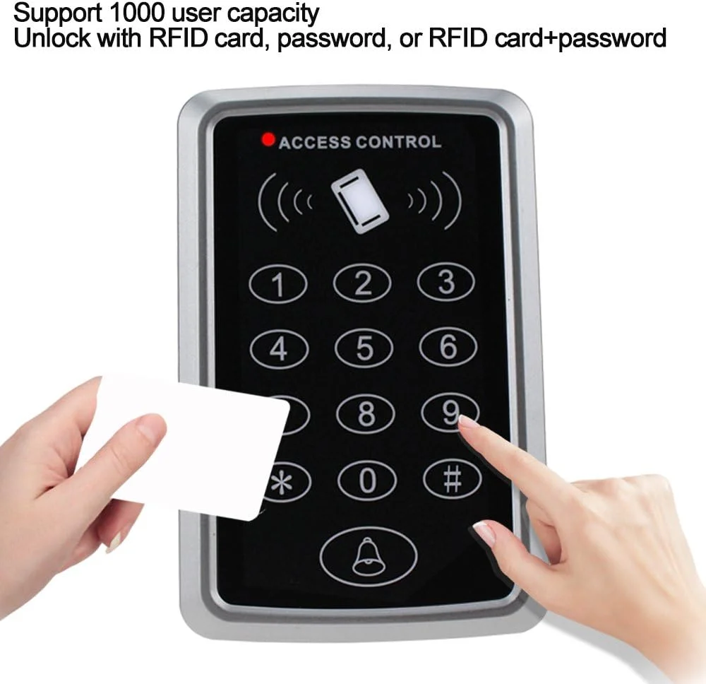سیستم کنترل دسترسی صفحه کلید RFID مدل NN99، کارت خوان EM با فرکانس 125 کیلوهرتز، پوشش ضد آب و مقاوم در برابر باران، 10 عدد تگ جاکلیدی RFID - فلزی، مشکی - برای خانه، آپارتمان، دفتر سیستم کنترل دسترسی صفحه کلید RFID مدل NN99، کارت خوان EM با فرکانس 125 کیلوهرتز، پوشش ضد آب و مقاوم در برابر باران، 10 عدد تگ جاکلیدی RFID - فلزی، مشکی - برای خانه، آپارتمان، دفتر