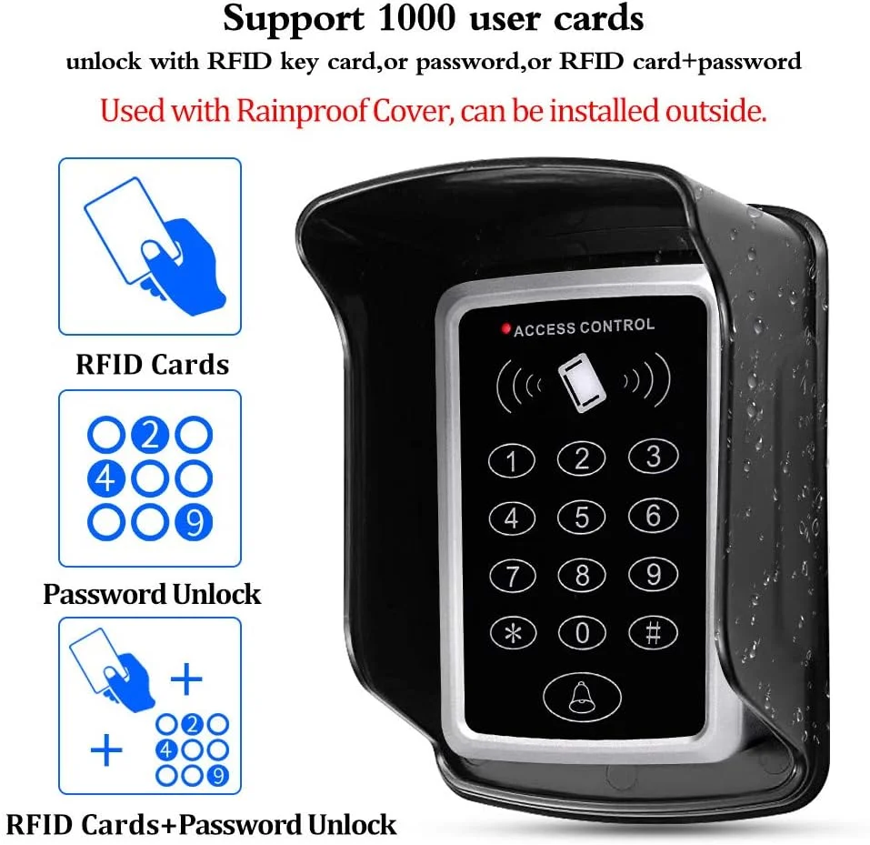 سیستم کنترل دسترسی صفحه کلید RFID مدل NN99، کارت خوان EM با فرکانس 125 کیلوهرتز، پوشش ضد آب و مقاوم در برابر باران، 10 عدد تگ جاکلیدی RFID - فلزی، مشکی - برای خانه، آپارتمان، دفتر سیستم کنترل دسترسی صفحه کلید RFID مدل NN99، کارت خوان EM با فرکانس 125 کیلوهرتز، پوشش ضد آب و مقاوم در برابر باران، 10 عدد تگ جاکلیدی RFID - فلزی، مشکی - برای خانه، آپارتمان، دفتر