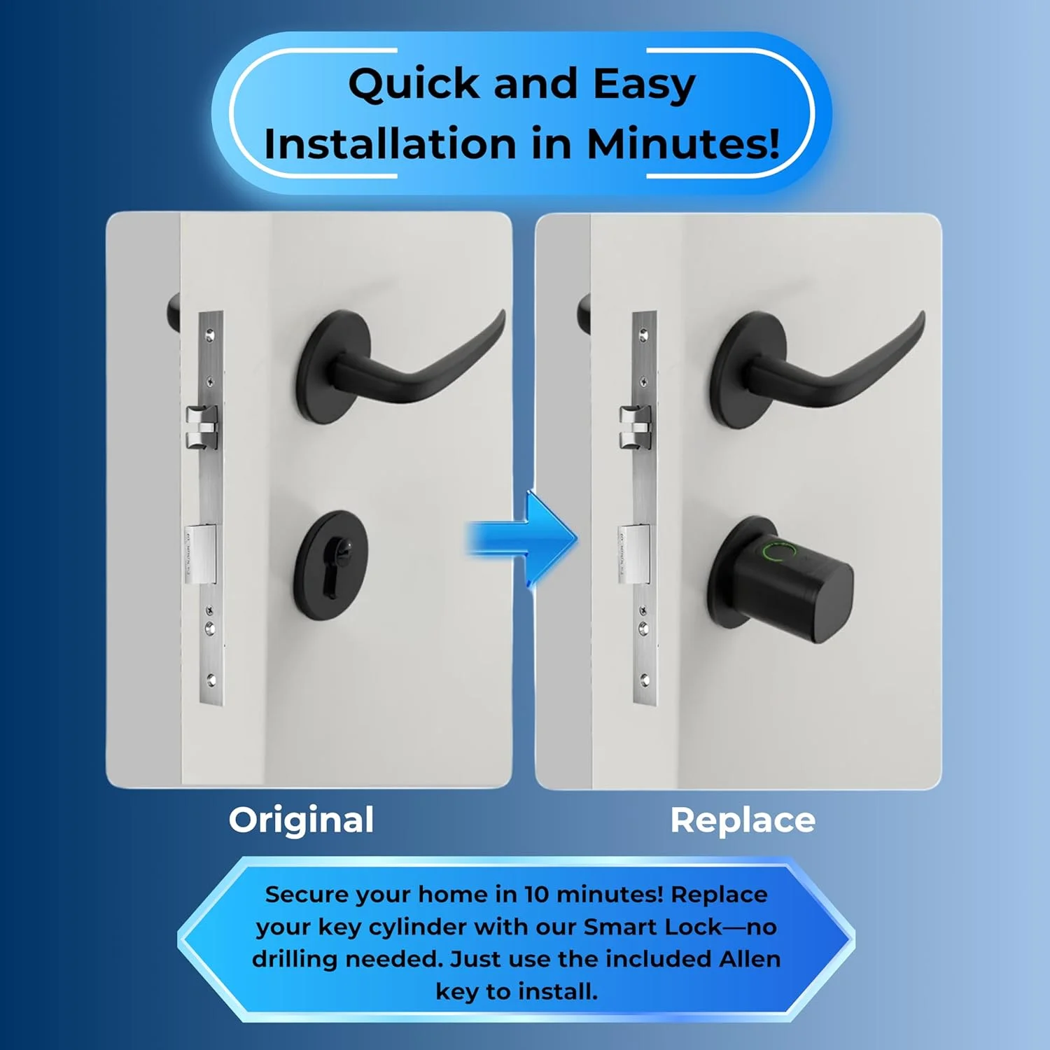 قفل درب هوشمند بدون کلید 5 در 1 با اثر انگشت، قفل صفحه کلید، کارت IC و کنترل برنامه موبایل، دسترسی از راه دور از طریق دروازه، سیلندر قابل تنظیم، برای خانه ها، دفاتر و اجاره های تعطیلات قفل درب هوشمند بدون کلید 5 در 1 با اثر انگشت، قفل صفحه کلید، کارت IC و کنترل برنامه موبایل، دسترسی از راه دور از طریق دروازه، سیلندر قابل تنظیم، برای خانه ها، دفاتر و اجاره های تعطیلات