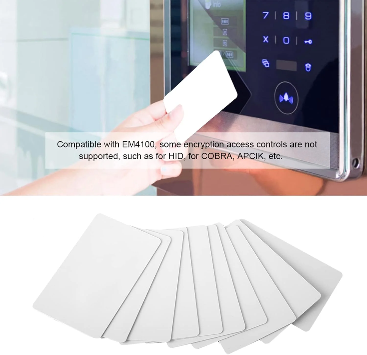 مجموعه کارت شناسایی هوشمند بدون تماس KOSDFOGE RFID برای کنترل دسترسی مجاورت EM4100 125kHz فقط خواندنی PVC سفید 100 عددی مجموعه کارت شناسایی هوشمند بدون تماس KOSDFOGE RFID برای کنترل دسترسی مجاورت EM4100 125kHz فقط خواندنی PVC سفید 100 عددی