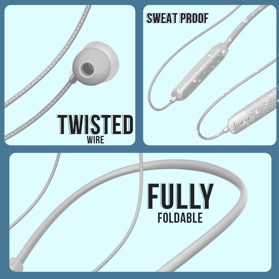 گردنبند بلوتوثی بی سیم LANDMARK LM BH137 با میکروفون، صدای باس، درایور 10 میلی متری، بلوتوث نسخه 5.1، 36 ساعت پخش، گوشی های مغناطیسی، 30 ساعت عمر باتری، دستیار صوتی و کنترل های دسترسی آسان - نقره ای