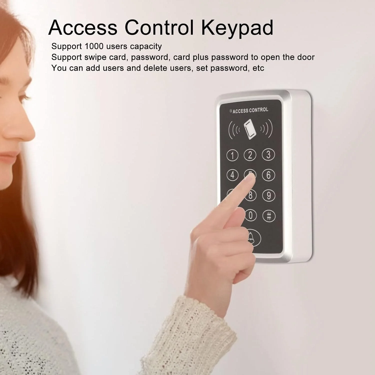 صفحه کلید کنترل دسترسی، صفحه کلید ورودی رمز عبور، درب مستقل امنیتی با 5 کارت شناسایی، تا 1000 کد کاربری ممکن (4-8 رقم)، جفت صفحه کلید کنترل دسترسی، صفحه کلید ورودی رمز عبور، درب مستقل امنیتی با 5 کارت شناسایی، تا 1000 کد کاربری ممکن (4-8 رقم)، جفت