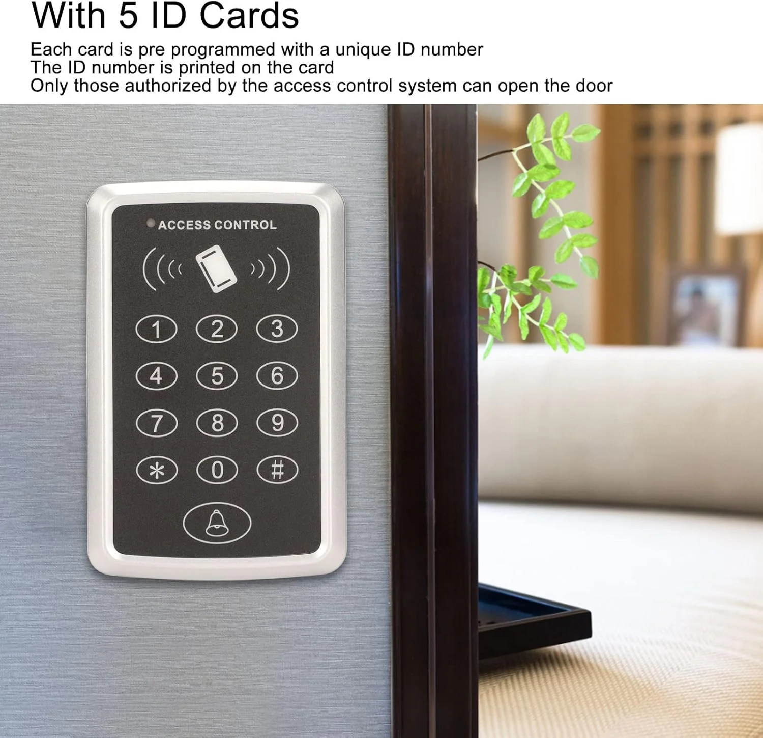 صفحه کلید کنترل دسترسی، صفحه کلید ورودی رمز عبور، درب مستقل امنیتی با 5 کارت شناسایی، تا 1000 کد کاربری ممکن (4-8 رقم)، جفت صفحه کلید کنترل دسترسی، صفحه کلید ورودی رمز عبور، درب مستقل امنیتی با 5 کارت شناسایی، تا 1000 کد کاربری ممکن (4-8 رقم)، جفت