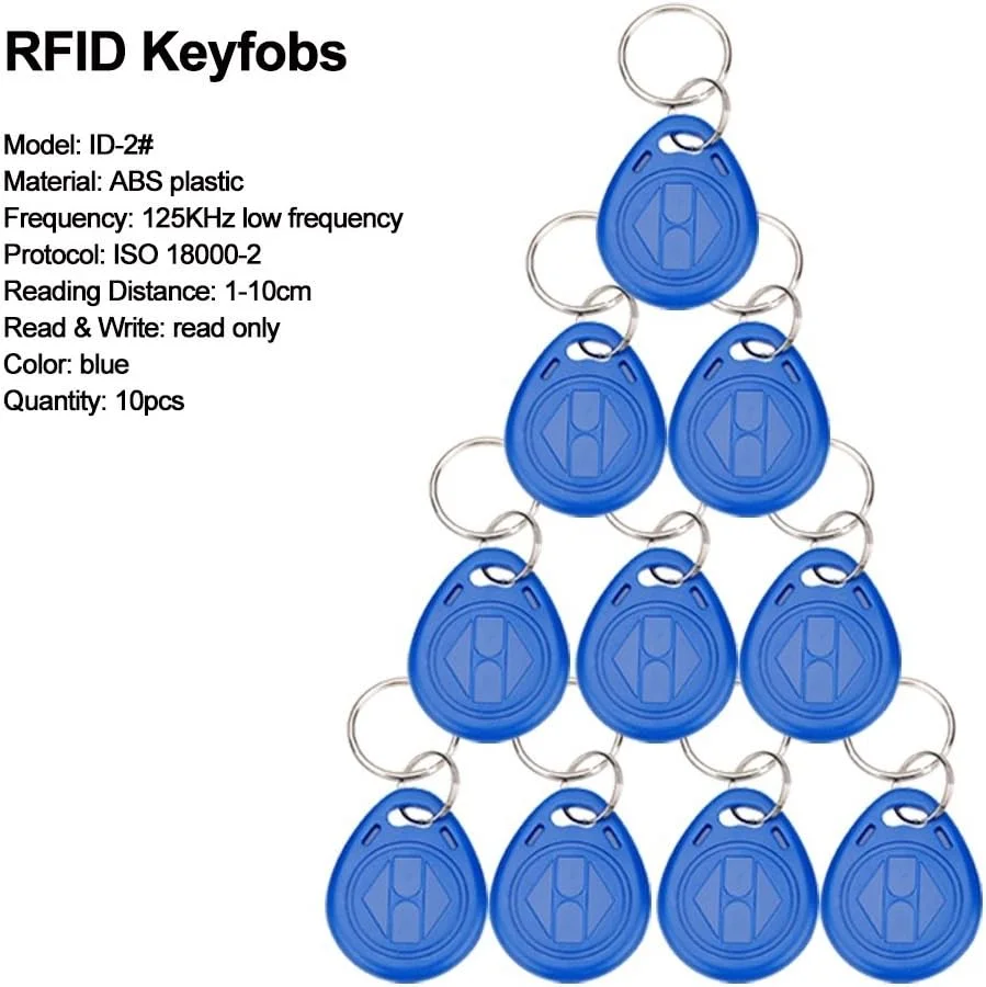 کیت سیستم کنترل دسترسی درب مستقل با قفل مغناطیسی برقی 180 کیلوگرمی، منبع تغذیه DC12V/3A، دکمه خروج درب، 10 عدد جاسوئیچی RFID EM ID