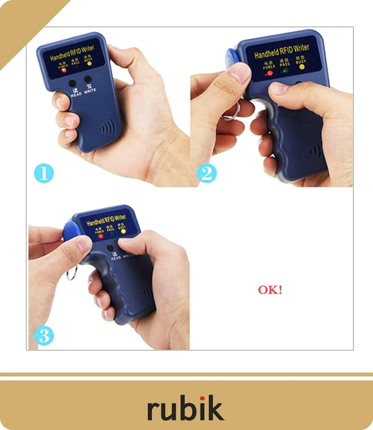 دستگاه کپی/خواننده/نویسنده کارت RFID با فرکانس 125 کیلوهرتز، به همراه 6 عدد کارت شناسایی T5577 125khz قابل نوشتن و 6 عدد جاسوئیچی دستگاه کپی/خواننده/نویسنده کارت RFID با فرکانس 125 کیلوهرتز، به همراه 6 عدد کارت شناسایی T5577 125khz قابل نوشتن و 6 عدد جاسوئیچی