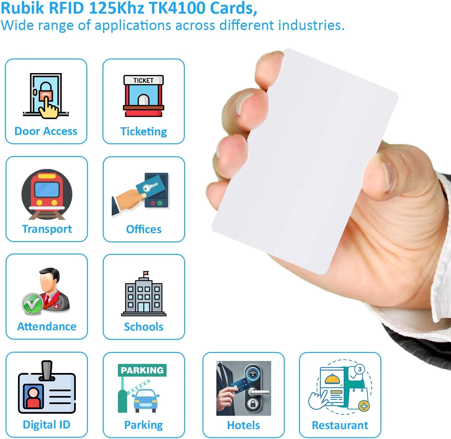 کارت های مجاورتی روبیک RFID 125KHz، کارت های شناسایی PVC قابل چاپ TK4100 EM4100 (غیر قابل نوشتن، شماره ثابت) برای کنترل دسترسی و حضور و غیاب (10 عدد کارت) کارت های مجاورتی روبیک RFID 125KHz، کارت های شناسایی PVC قابل چاپ TK4100 EM4100 (غیر قابل نوشتن، شماره ثابت) برای کنترل دسترسی و حضور و غیاب (10 عدد کارت)