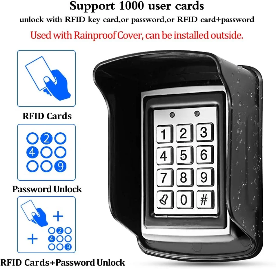 کیت سیستم کنترل دسترسی ضد آب فضای باز FST DIY صفحه کلید فلزی RFID + منبع تغذیه DC12V + دکمه خروج درب + 15 عدد کارت کلید EM4100 (بدون قفل) کیت سیستم کنترل دسترسی ضد آب فضای باز FST DIY صفحه کلید فلزی RFID + منبع تغذیه DC12V + دکمه خروج درب + 15 عدد کارت کلید EM4100 (بدون قفل)