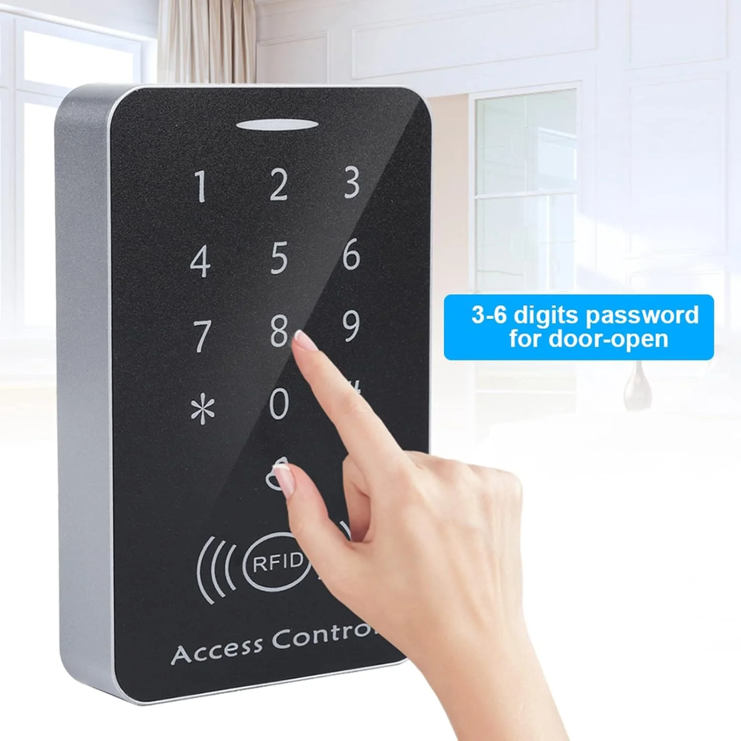 دستگاه کارتخوان رمزدار RFID، سیستم کنترل دسترسی درب مجاورتی، کارتخوان صفحه کلید، سیستم امنیتی منزل به همراه دکمه خروج + 10 کارت شناسایی دستگاه کارتخوان رمزدار RFID، سیستم کنترل دسترسی درب مجاورتی، کارتخوان صفحه کلید، سیستم امنیتی منزل به همراه دکمه خروج + 10 کارت شناسایی