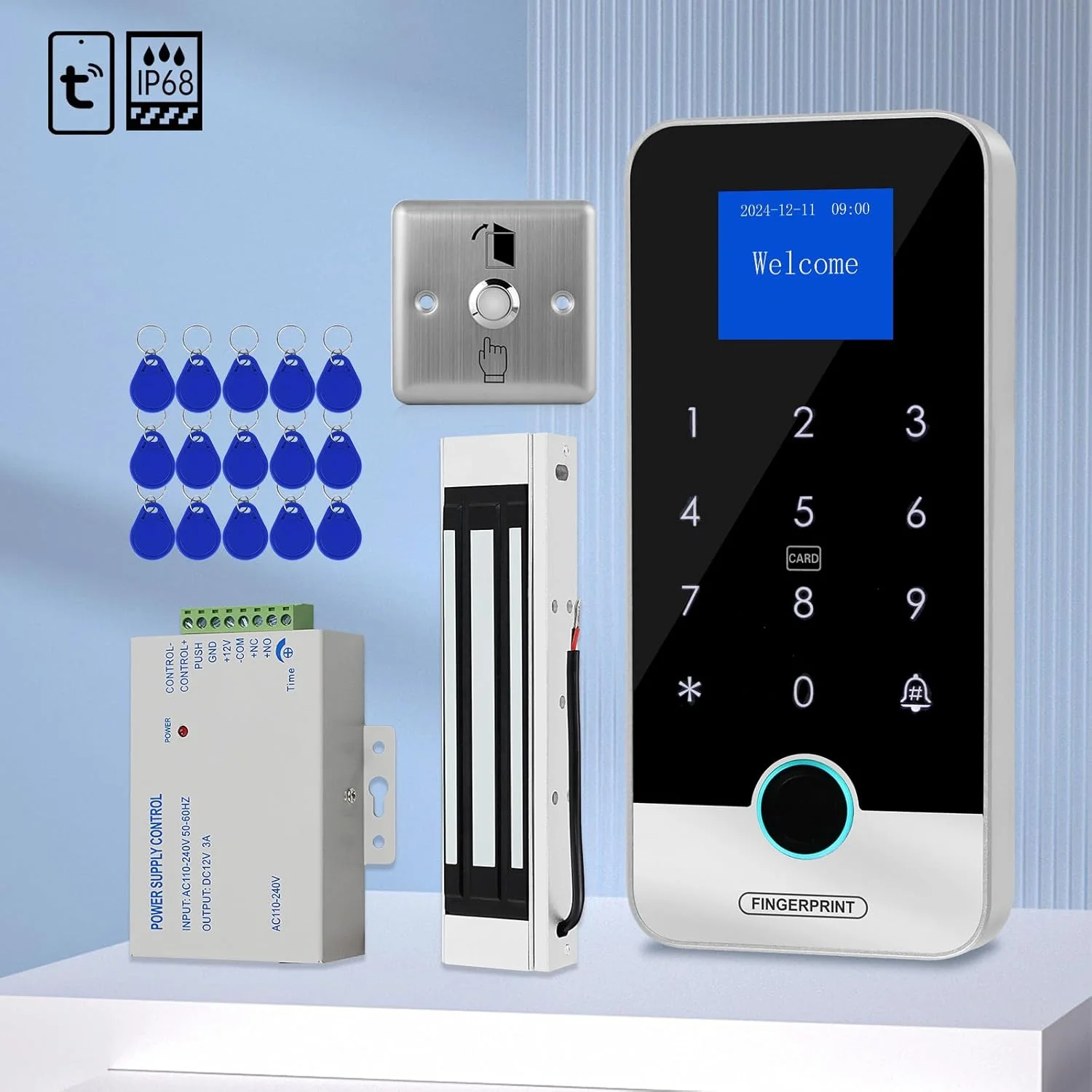 سیستم کنترل دسترسی بلوتوثی TUYA با اپلیکیشن، کیت RFID، کنترلر صفحه کلید اثر انگشتی هوشمند، قفل مغناطیسی 180 کیلوگرمی، حلقه کلید IC، درب بازکن 13.56 مگاهرتز سیستم کنترل دسترسی بلوتوثی TUYA با اپلیکیشن، کیت RFID، کنترلر صفحه کلید اثر انگشتی هوشمند، قفل مغناطیسی 180 کیلوگرمی، حلقه کلید IC، درب بازکن 13.56 مگاهرتز