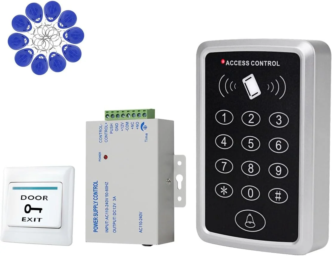 کیت کنترل دسترسی RFID مدل ReaIOKbii، ریدر با صفحه کلید، سیستم کامل با منبع تغذیه، دکمه خروج، 10 جاسوئیچی 125 کیلوهرتز کیت کنترل دسترسی RFID مدل ReaIOKbii، ریدر با صفحه کلید، سیستم کامل با منبع تغذیه، دکمه خروج، 10 جاسوئیچی 125 کیلوهرتز
