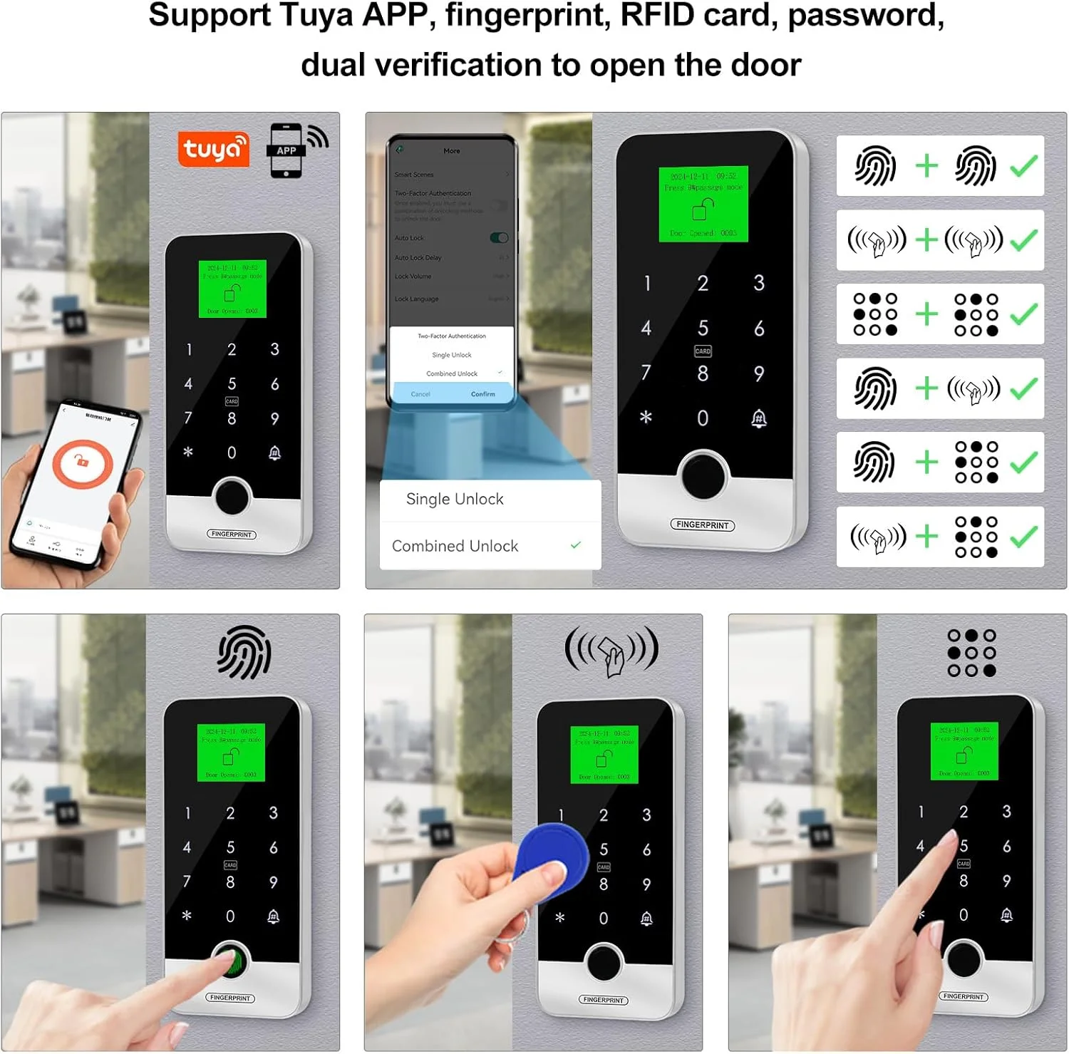 سیستم کنترل دسترسی بلوتوثی TUYA با اپلیکیشن، کیت RFID، کنترلر صفحه کلید اثر انگشتی هوشمند، قفل مغناطیسی 180 کیلوگرمی، حلقه کلید IC، درب بازکن 13.56 مگاهرتز سیستم کنترل دسترسی بلوتوثی TUYA با اپلیکیشن، کیت RFID، کنترلر صفحه کلید اثر انگشتی هوشمند، قفل مغناطیسی 180 کیلوگرمی، حلقه کلید IC، درب بازکن 13.56 مگاهرتز