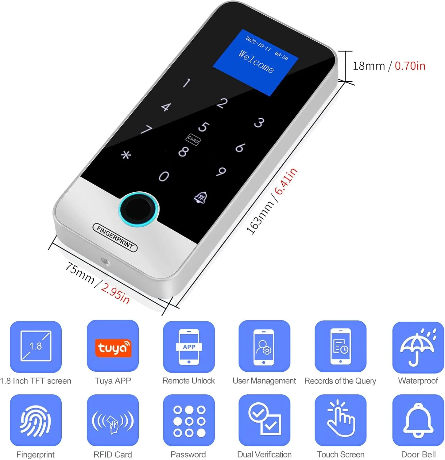 سیستم کنترل دسترسی بلوتوثی TUYA با اپلیکیشن، کیت RFID، کنترلر صفحه کلید اثر انگشتی هوشمند، قفل مغناطیسی 180 کیلوگرمی، حلقه کلید IC، درب بازکن 13.56 مگاهرتز سیستم کنترل دسترسی بلوتوثی TUYA با اپلیکیشن، کیت RFID، کنترلر صفحه کلید اثر انگشتی هوشمند، قفل مغناطیسی 180 کیلوگرمی، حلقه کلید IC، درب بازکن 13.56 مگاهرتز