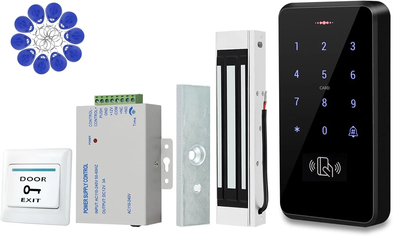 سیستم کنترل دسترسی بیرونی ضد آب IP68 با صفحه کلید RFID، قفل مغناطیسی 180 کیلوگرمی، منبع تغذیه و 10 جاکلیدی سیستم کنترل دسترسی بیرونی ضد آب IP68 با صفحه کلید RFID، قفل مغناطیسی 180 کیلوگرمی، منبع تغذیه و 10 جاکلیدی