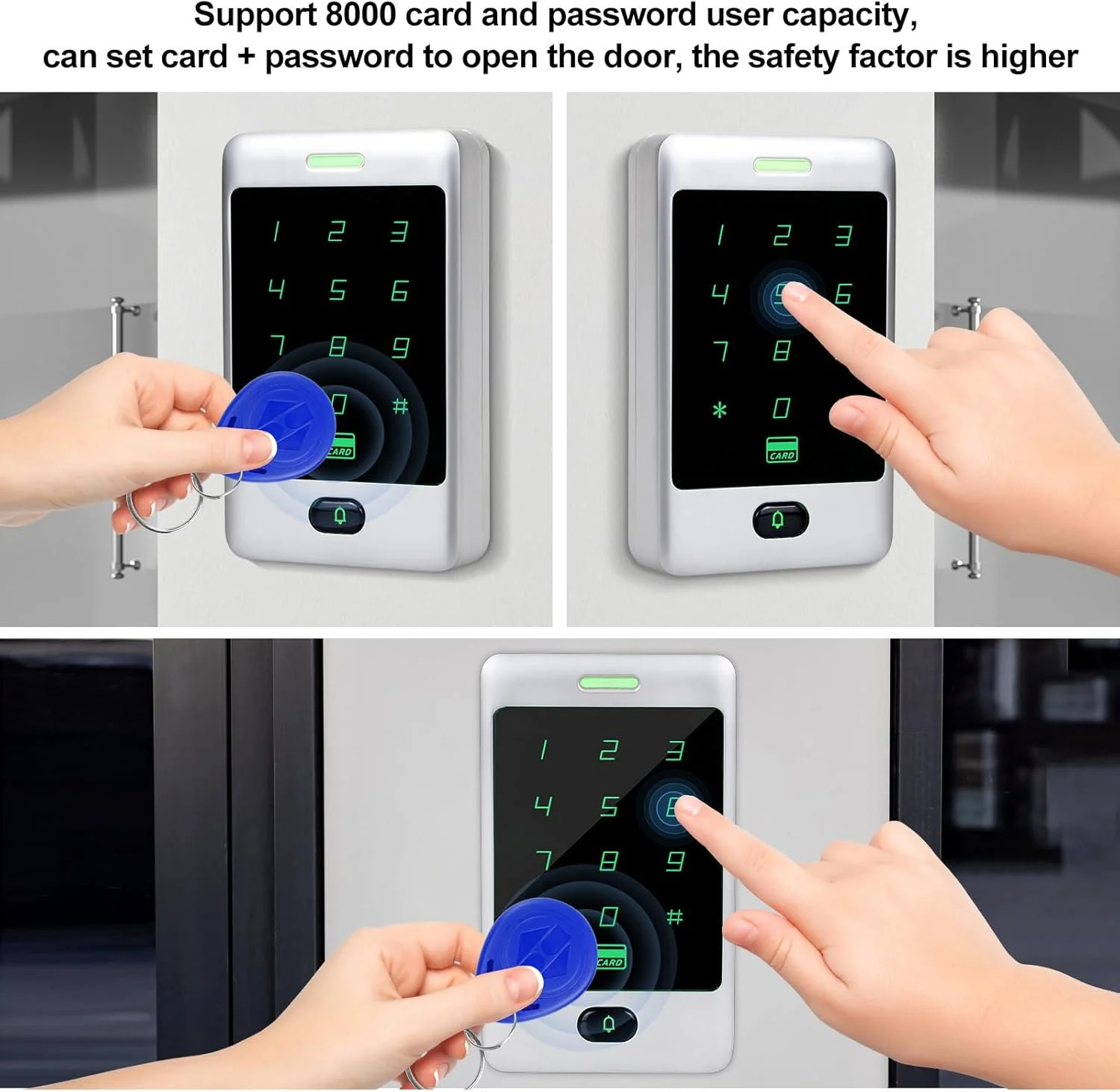 سیستم کنترل دسترسی مستقل، صفحه کلید RFID، صفحه کلید لمسی فلزی، کارت خوان درب، قفل مغناطیسی 180 کیلوگرمی + دکمه خروج، 10 جاسوئیچی شناسه سیستم کنترل دسترسی مستقل، صفحه کلید RFID، صفحه کلید لمسی فلزی، کارت خوان درب، قفل مغناطیسی 180 کیلوگرمی + دکمه خروج، 10 جاسوئیچی شناسه