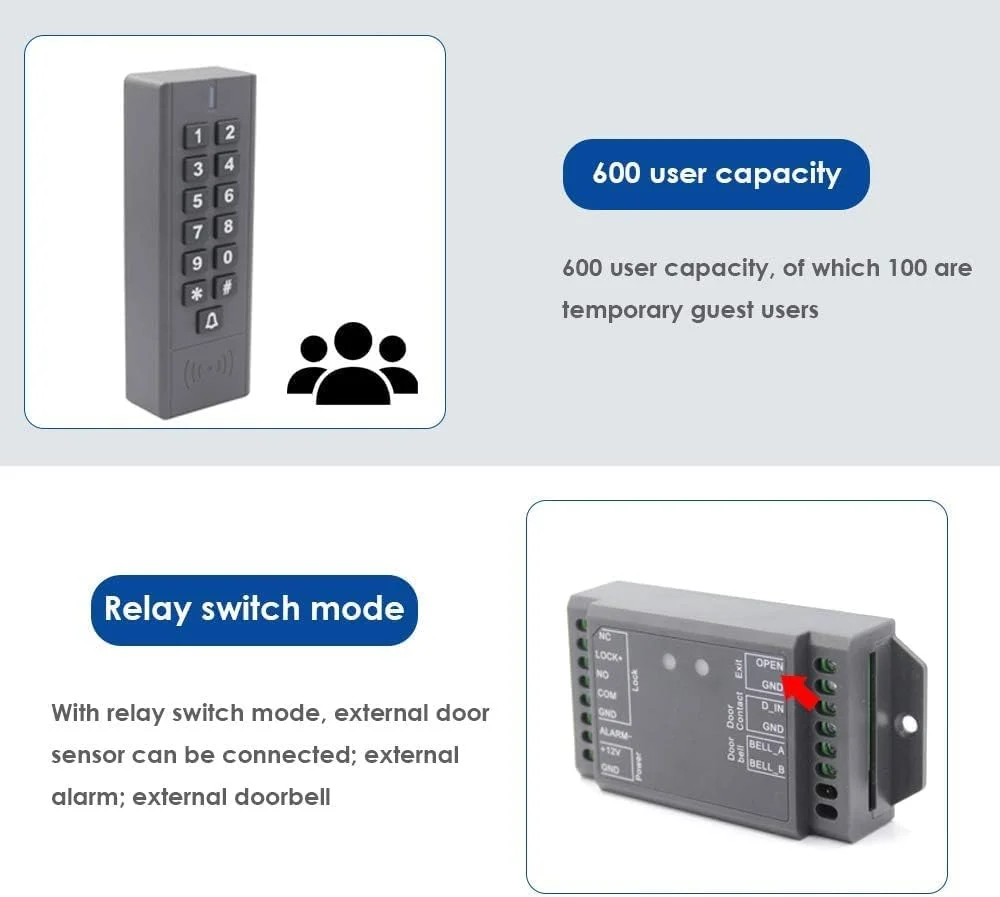 کیت کنترل دسترسی بیرونی Rubo Safe Live RN-1 IP65 مشکی با صفحه کلید RFID بیسیم، دکمه خروج، گیرنده، برد 50 متری 433 مگاهرتز با 500 کاربر، مستقل و با باتری کیت کنترل دسترسی بیرونی Rubo Safe Live RN-1 IP65 مشکی با صفحه کلید RFID بیسیم، دکمه خروج، گیرنده، برد 50 متری 433 مگاهرتز با 500 کاربر، مستقل و با باتری