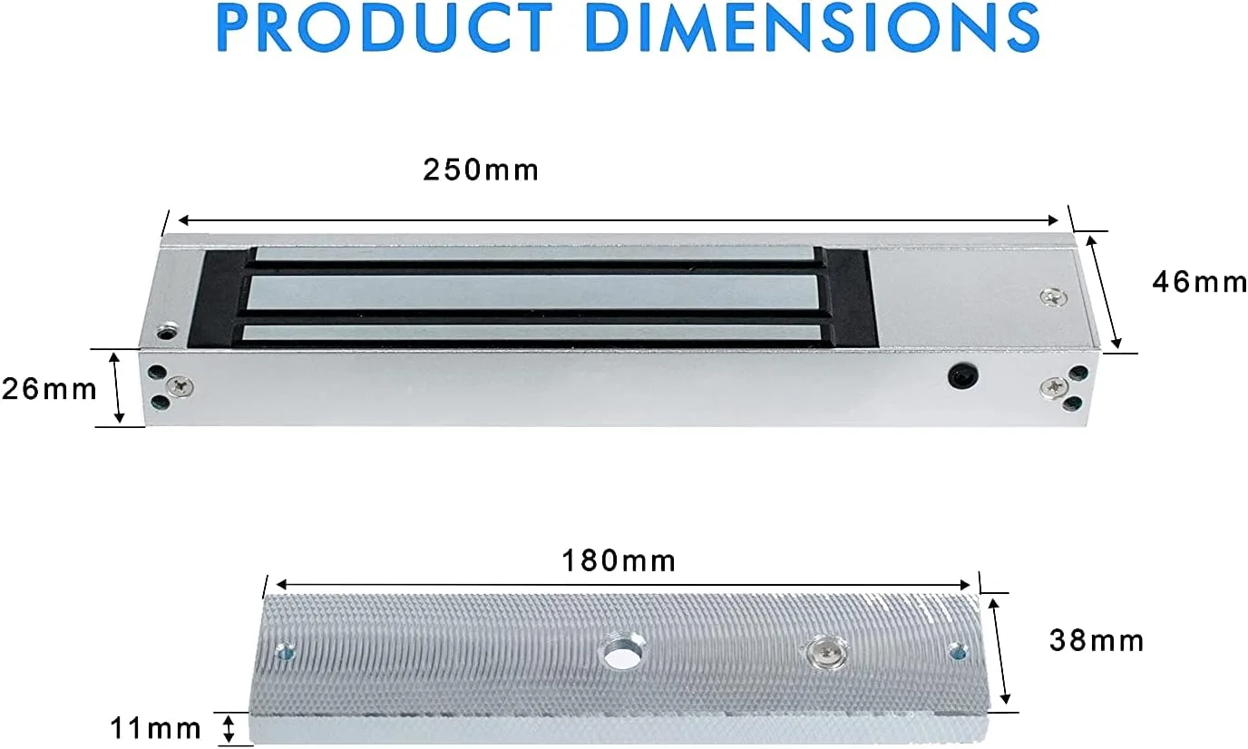 قفل الکترومغناطیسی تک درب 12 ولت DC با نیروی 600 پوند برای کنترل دسترسی به همراه LED (نقره ای) قفل الکترومغناطیسی تک درب 12 ولت DC با نیروی 600 پوند برای کنترل دسترسی به همراه LED (نقره ای)