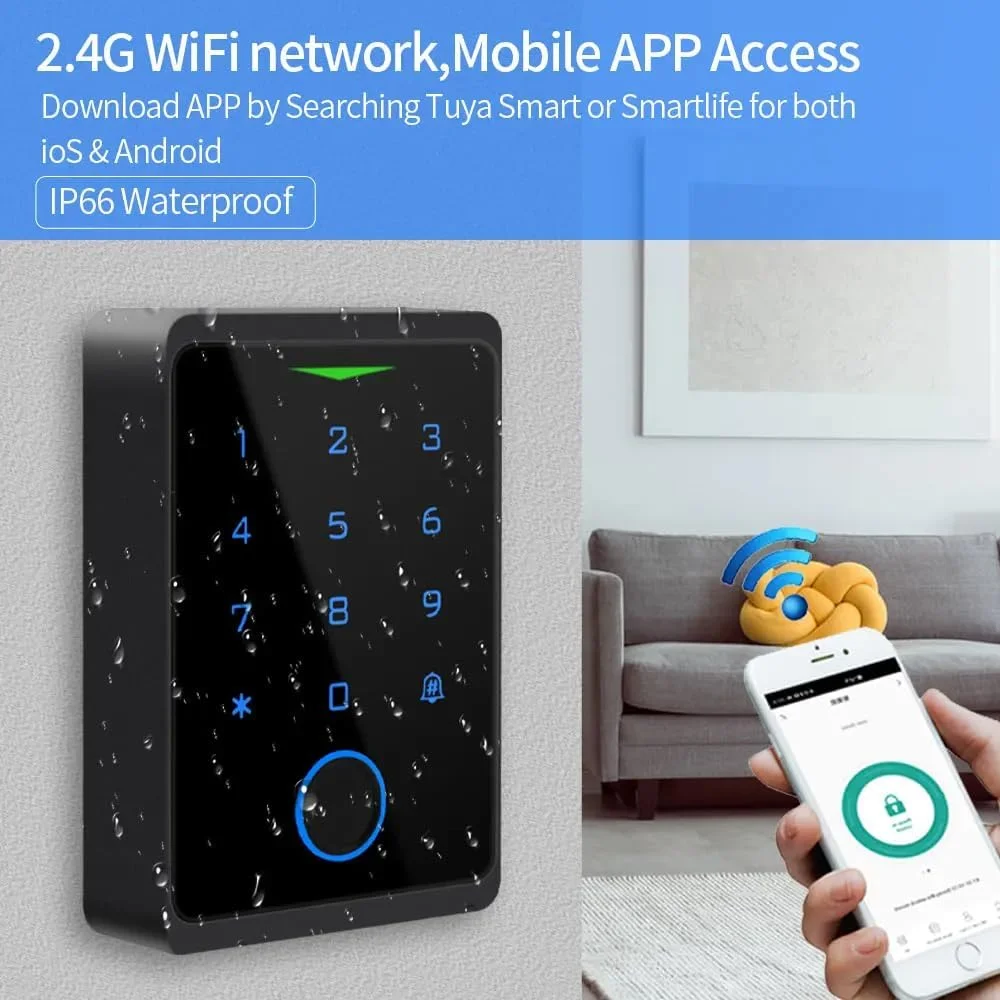 سیستم کنترل دسترسی هوشمند درب وای فای – برنامه Tuya | ضد آب IP66 | 1000 کاربر | باز کردن قفل با اثر انگشت، RFID، رمز عبور | مدل CF1 برای امنیت خانه و دفتر سیستم کنترل دسترسی هوشمند درب وای فای – برنامه Tuya | ضد آب IP66 | 1000 کاربر | باز کردن قفل با اثر انگشت، RFID، رمز عبور | مدل CF1 برای امنیت خانه و دفتر