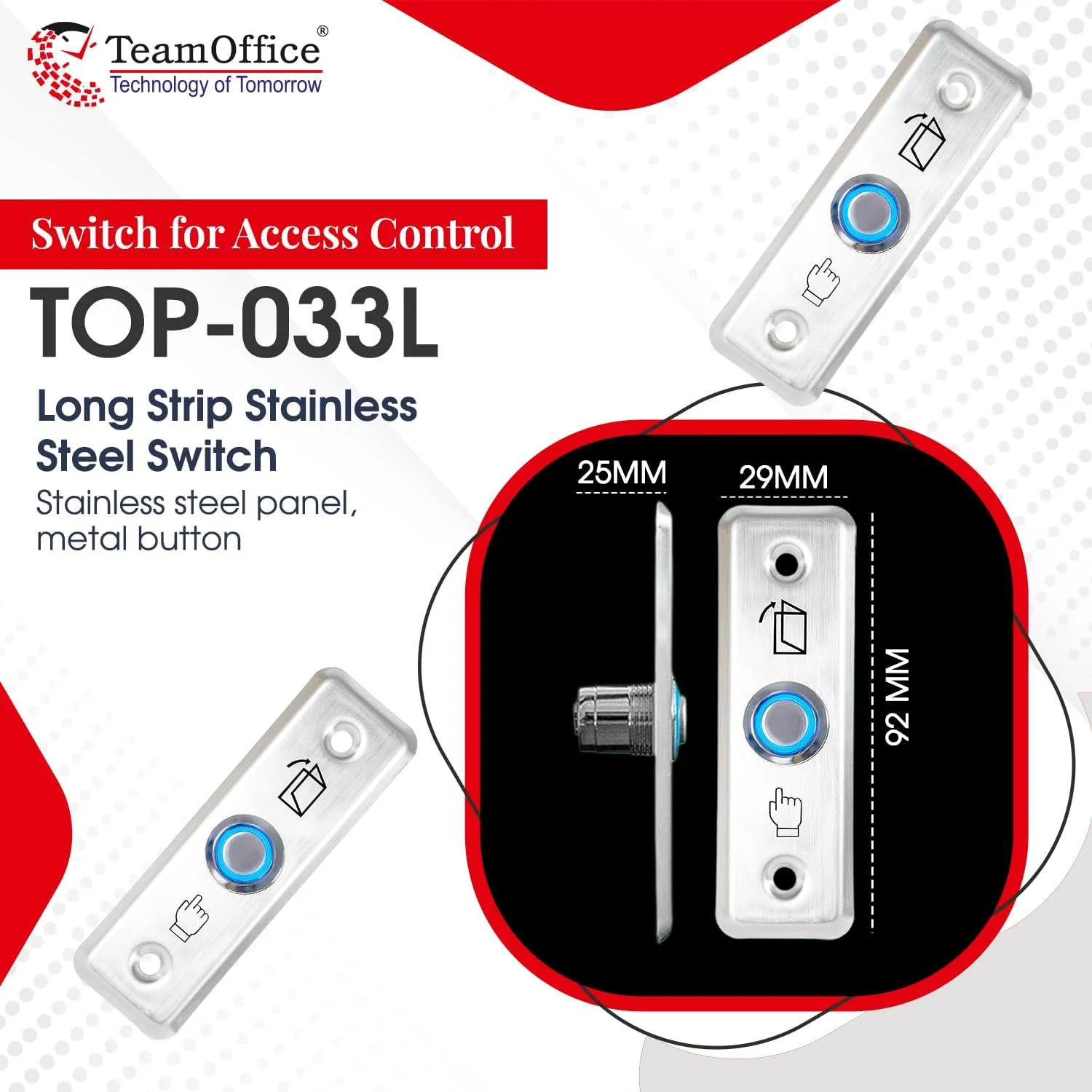 دکمه فشاری خروج درب استیل ضد زنگ برای کنترل دسترسی (خروجی NO,NC,Com، کوچک) دکمه فشاری خروج درب استیل ضد زنگ برای کنترل دسترسی (خروجی NO,NC,Com، کوچک)