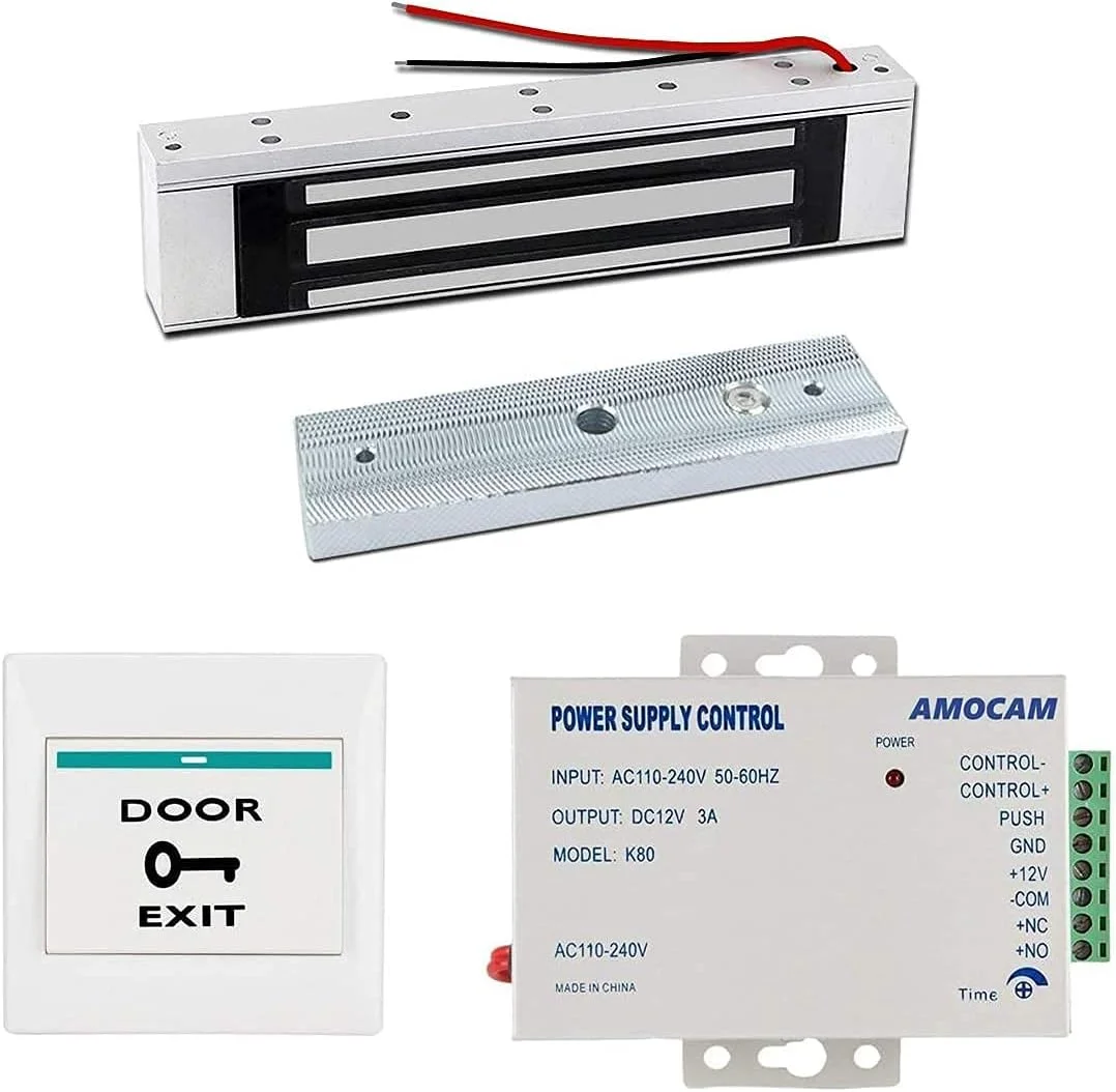 قفل درب مغناطیسی برقی تام ویژن با نیروی 280 کیلوگرم به همراه منبع تغذیه 12 ولت و دکمه خروج درب برای سیستم کنترل دسترسی ویلا، آپارتمان و سیستم زنگ تصویری قفل درب مغناطیسی برقی تام ویژن با نیروی 280 کیلوگرم به همراه منبع تغذیه 12 ولت و دکمه خروج درب برای سیستم کنترل دسترسی ویلا، آپارتمان و سیستم زنگ تصویری