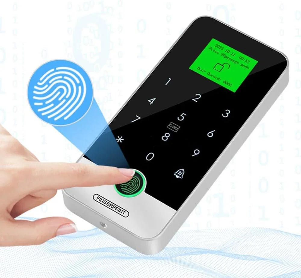 صفحه کلید کنترل دسترسی بلوتوثی Tuya RFID، سیستم اثر انگشت بیومتریک IP65 ضد آب 13.56 مگاهرتز با صفحه لمسی + 10 عدد جاسوئیچی صفحه کلید کنترل دسترسی بلوتوثی Tuya RFID، سیستم اثر انگشت بیومتریک IP65 ضد آب 13.56 مگاهرتز با صفحه لمسی + 10 عدد جاسوئیچی