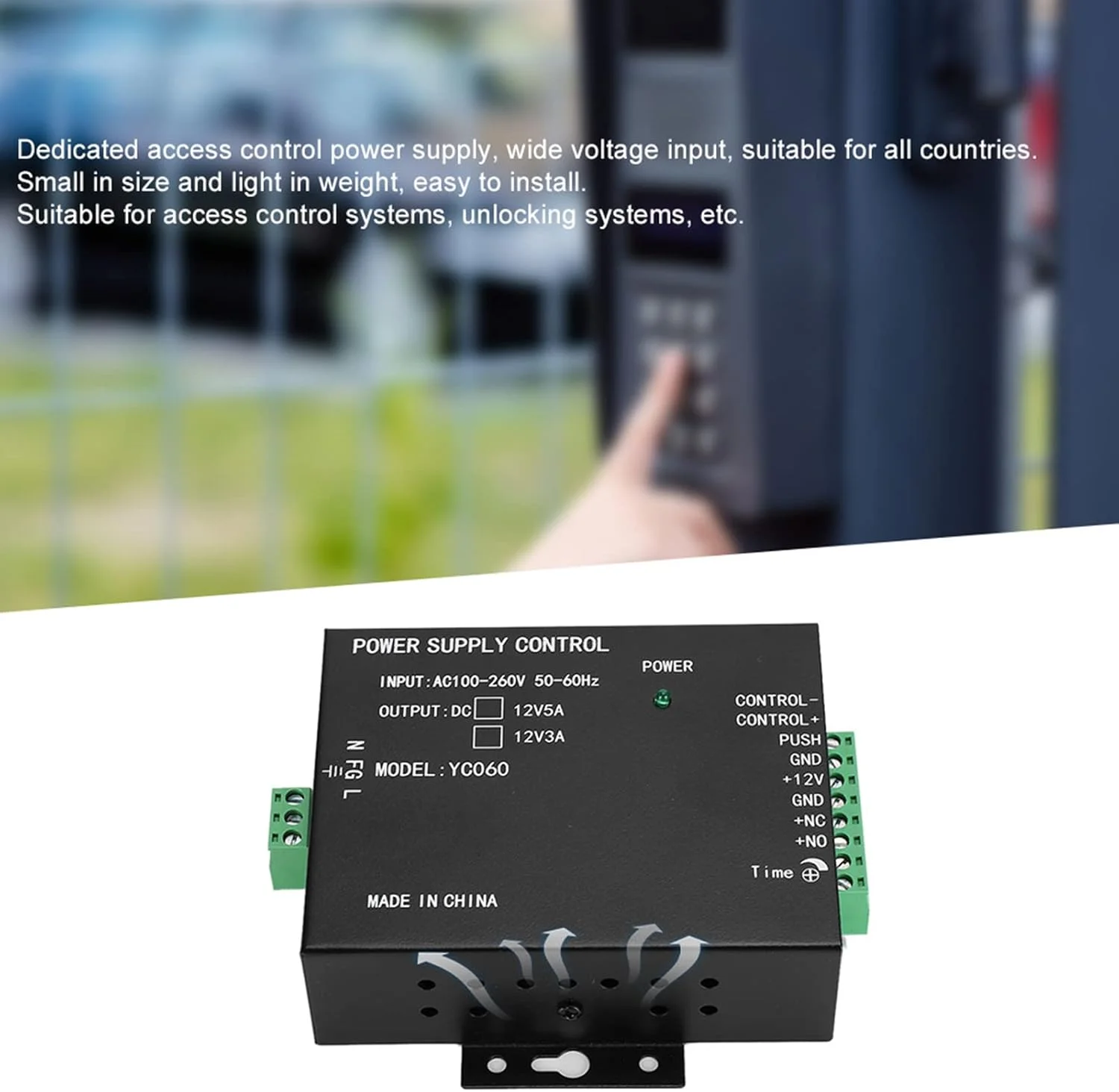 منبع تغذیه کنترل دسترسی با محافظت در برابر اتصال کوتاه، منبع تغذیه کنترل دسترسی، 12VDC / 5A، مناسب برای سیستم های کنترل دسترسی / سیستم های باز کردن قفل منبع تغذیه کنترل دسترسی با محافظت در برابر اتصال کوتاه، منبع تغذیه کنترل دسترسی، 12VDC / 5A، مناسب برای سیستم های کنترل دسترسی / سیستم های باز کردن قفل