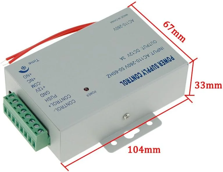 منبع تغذیه سیستم کنترل دسترسی درب OBO HANDS (AC 110-240V به DC12V 3A، 36W) منبع تغذیه سیستم کنترل دسترسی درب OBO HANDS (AC 110-240V به DC12V 3A، 36W)