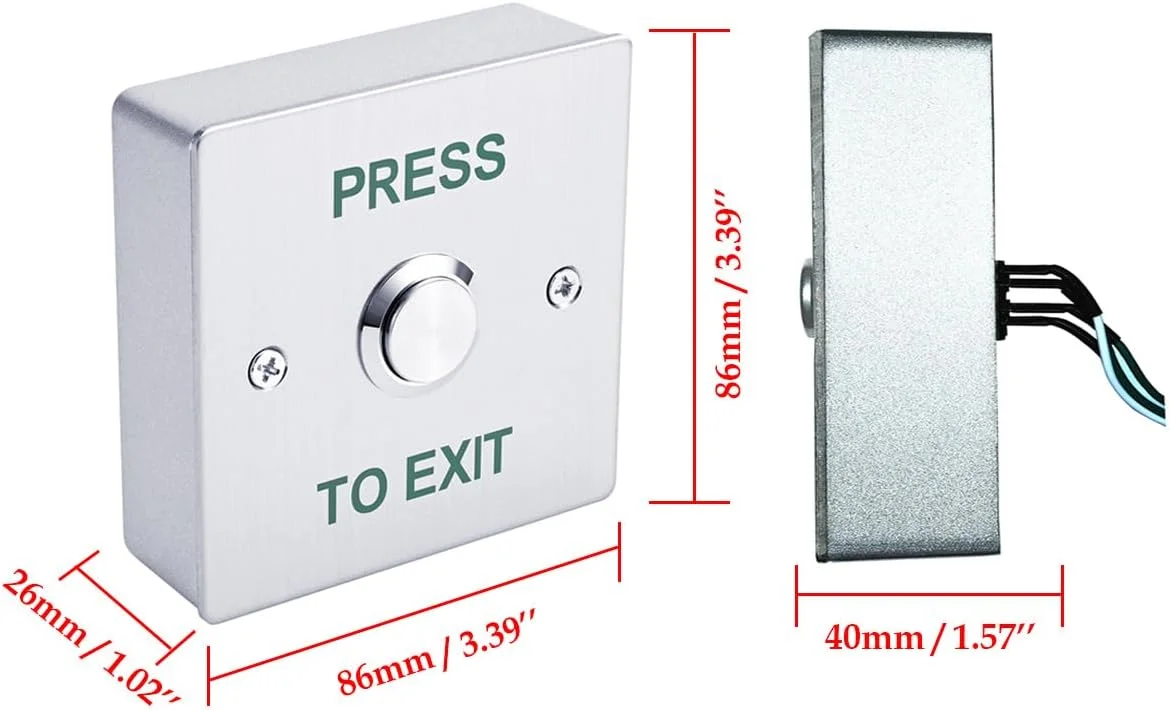 دکمه فشاری خروج برای کنترل دسترسی درب، بدنه استیل ضد زنگ ضد آب با جعبه پشتی، 4 خروجی کنتاکت دکمه فشاری خروج برای کنترل دسترسی درب، بدنه استیل ضد زنگ ضد آب با جعبه پشتی، 4 خروجی کنتاکت