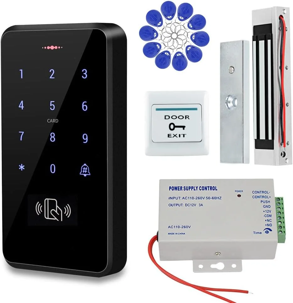 کیت سیستم کنترل دسترسی درب ضد آب مستقل OBO HANDS با قفل مغناطیسی الکتریکی 180 کیلوگرمی، منبع تغذیه، دکمه خروج از درب + 10 عدد جاسوئیچی آبی کیت سیستم کنترل دسترسی درب ضد آب مستقل OBO HANDS با قفل مغناطیسی الکتریکی 180 کیلوگرمی، منبع تغذیه، دکمه خروج از درب + 10 عدد جاسوئیچی آبی