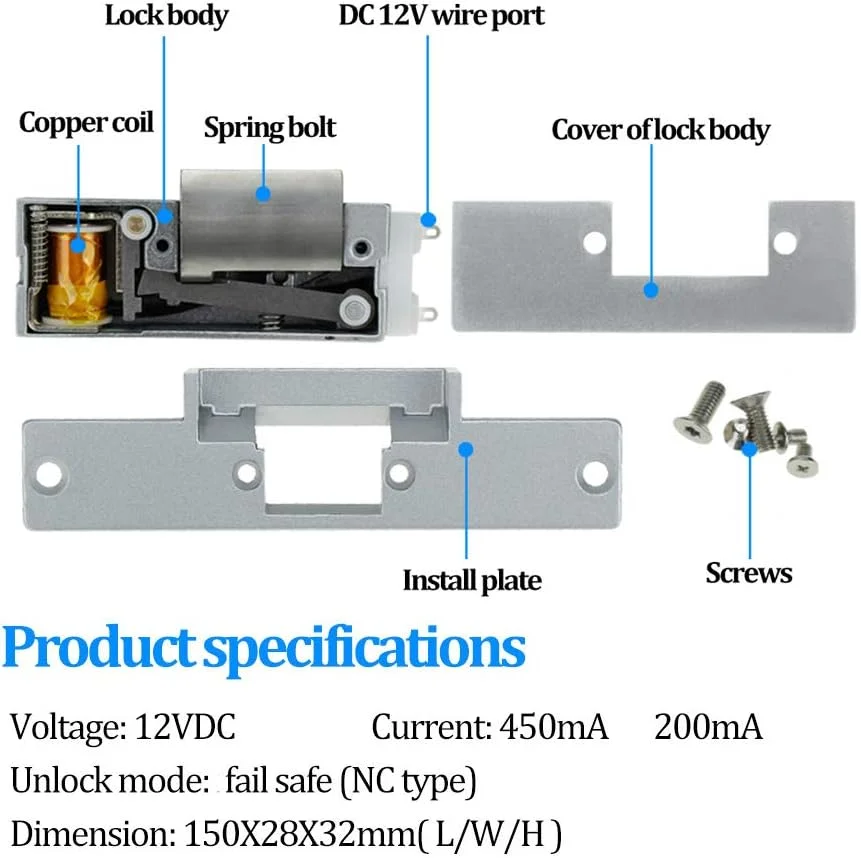 کیت کامل سیستم کنترل دسترسی خانه شامل کنترلر فلزی 1000 کاربر، صفحه کلید، قفل برقی NC با ولتاژ 12 ولت DC، منبع تغذیه 12 ولت 3 آمپر، دکمه خروج از درب و 10 عدد جاسوئیچی RFID آبی 125 کیلوهرتز کیت کامل سیستم کنترل دسترسی خانه شامل کنترلر فلزی 1000 کاربر، صفحه کلید، قفل برقی NC با ولتاژ 12 ولت DC، منبع تغذیه 12 ولت 3 آمپر، دکمه خروج از درب و 10 عدد جاسوئیچی RFID آبی 125 کیلوهرتز
