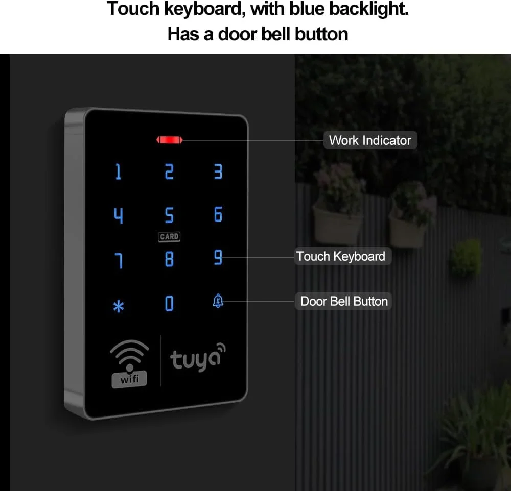 کیت سیستم کنترل دسترسی وای فای Tuya با اپلیکیشن، کنترلر دسترسی RFID ضد آب IP68، 125 کیلوهرتز، 13.56 مگاهرتز، صفحه کلید دسترسی + منبع تغذیه DC 12 ولت + 10 عدد جاسوئیچی (بدون قفل) کیت سیستم کنترل دسترسی وای فای Tuya با اپلیکیشن، کنترلر دسترسی RFID ضد آب IP68، 125 کیلوهرتز، 13.56 مگاهرتز، صفحه کلید دسترسی + منبع تغذیه DC 12 ولت + 10 عدد جاسوئیچی (بدون قفل)