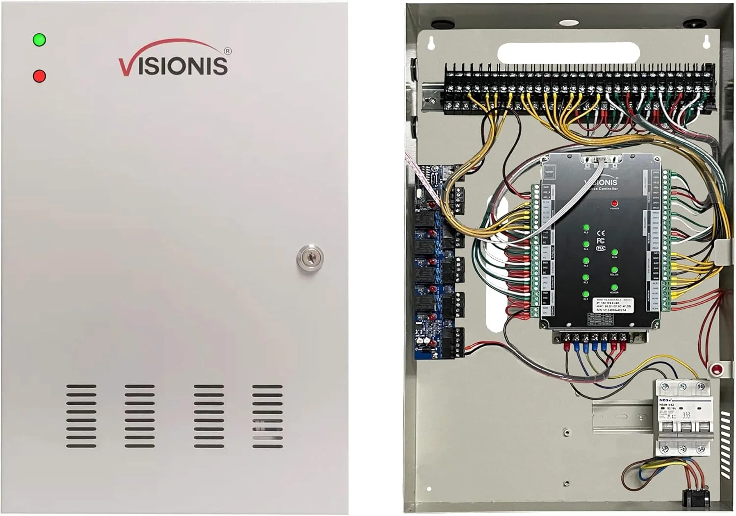 برد کنترلر پنل کنترل دسترسی شبکه حرفه ای چهار درب Visionis VS-AXESS-4DLX و کابینت منبع تغذیه برای امنیت 4 درب با TCP/IP ویگند و نرم افزار دسکتاپ 100000 کاربر برد کنترلر پنل کنترل دسترسی شبکه حرفه ای چهار درب Visionis VS-AXESS-4DLX و کابینت منبع تغذیه برای امنیت 4 درب با TCP/IP ویگند و نرم افزار دسکتاپ 100000 کاربر