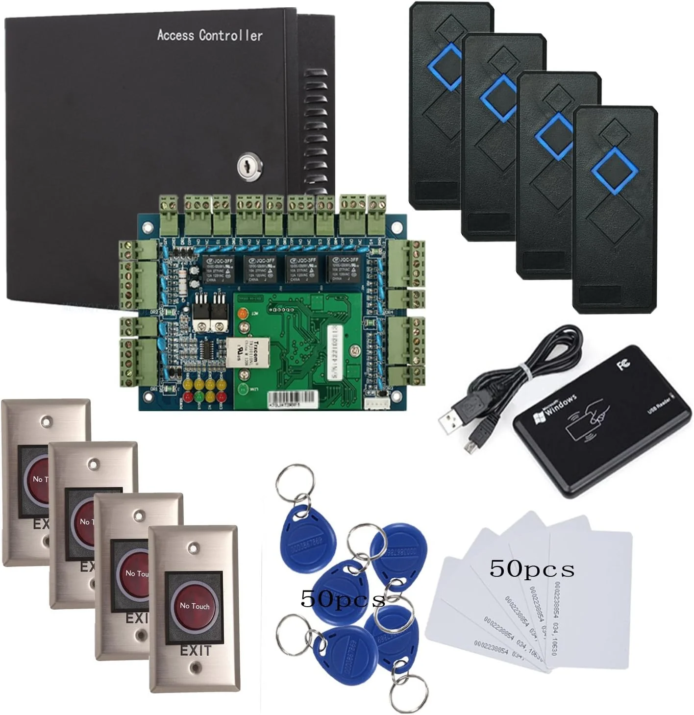 کیت سیستم کنترل دسترسی ۴ درب با RFID و TCP/IP، جعبه منبع تغذیه فلزی AC110-240V (باز کردن درب از راه دور با برنامه تلفن همراه) کیت سیستم کنترل دسترسی ۴ درب با RFID و TCP/IP، جعبه منبع تغذیه فلزی AC110-240V (باز کردن درب از راه دور با برنامه تلفن همراه)