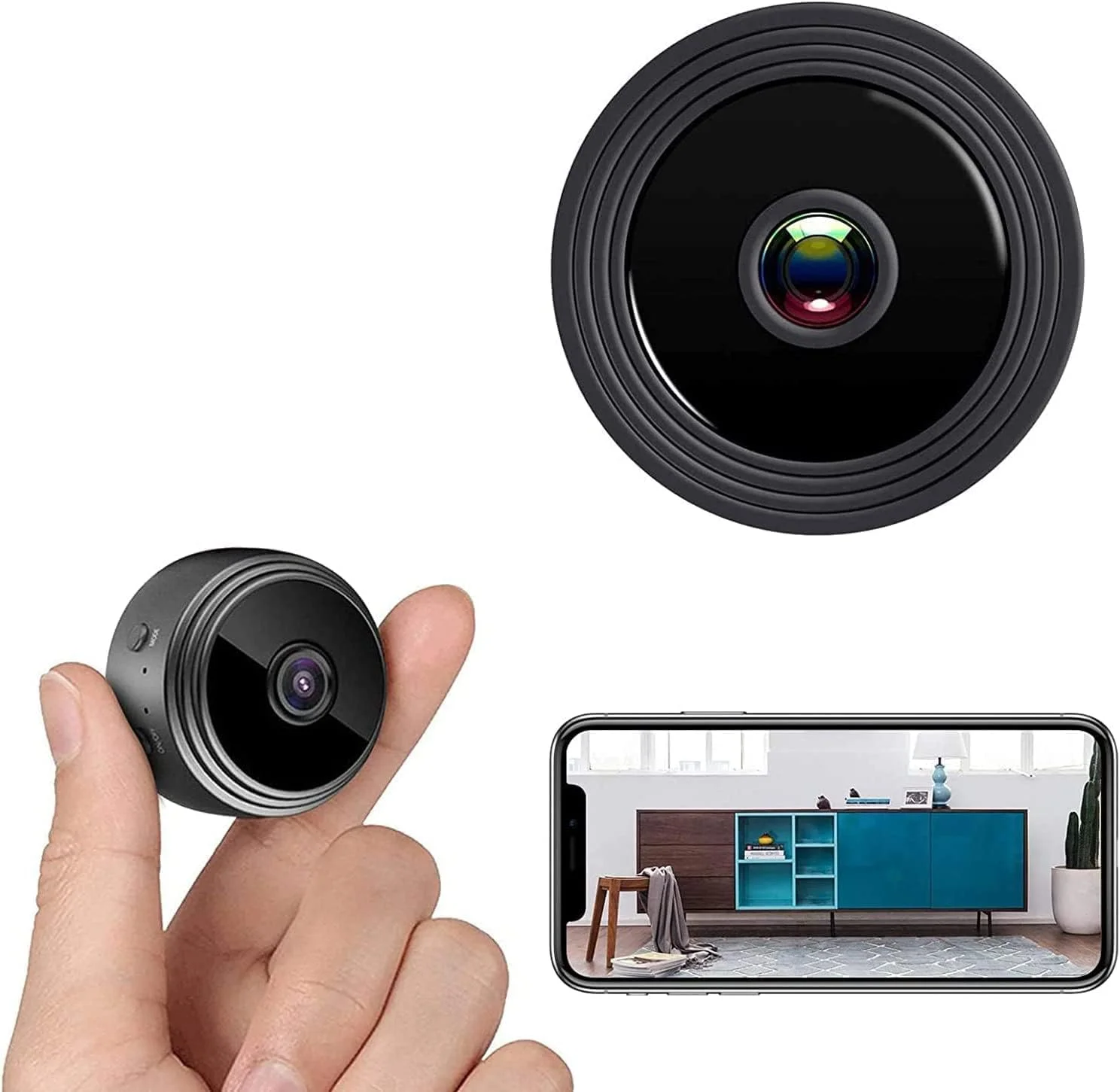 دوربین مخفی کوچک وایرلس WiFi 1080P برای امنیت خانه و دفتر کار، دوربین داخلی با دید در شب و تشخیص حرکت، دوربین خودرو برای نظارت