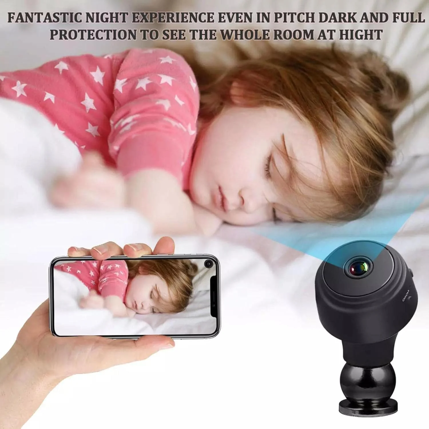 دوربین مخفی کوچک وایرلس WiFi 1080P برای امنیت خانه و دفتر کار، دوربین داخلی با دید در شب و تشخیص حرکت، دوربین خودرو برای نظارت
