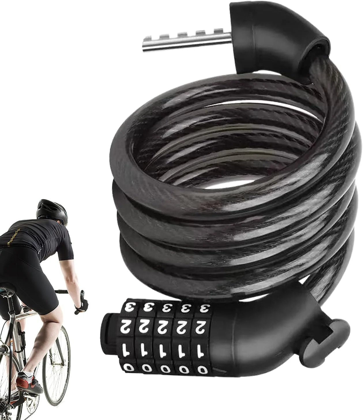 قفل ترکیبی دوچرخه، قفل اسکوتر برقی 1.1 متری | تجهیزات قفل کننده 5 رقمی سنگین برای مسافرت با دوچرخه، مدرسه، پارکینگ، دوچرخه سواری