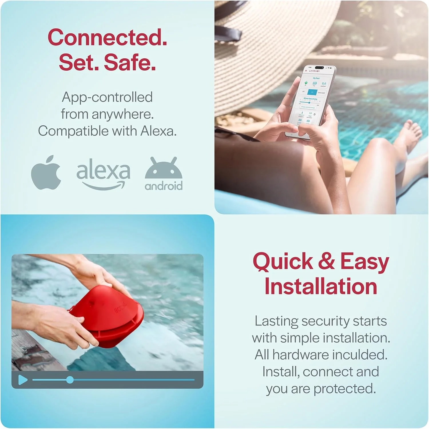 سیستم هشدار امنیتی استخر شنا Lifebuoy 2.0 BCone، آلارم بلند برای استخر و خانه