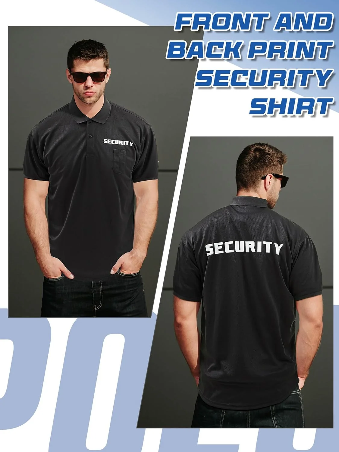 ست 6 عددی تی‌شرت مشکی با طرح محافظ امنیتی جلو و پشت، لباس فرم نگهبانی رویداد و ایمنی برای مردان، افسر، حراست و ورزش