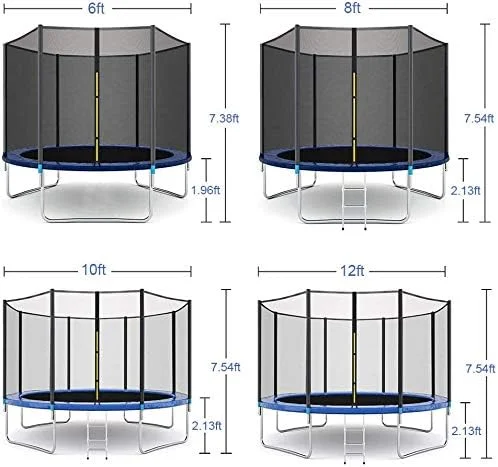 ترامپولین، تخت پرش ترامپولین فضای باز کودکان با محفظه ایمنی، تجهیزات تناسب اندام ورزشی (6 فوت)