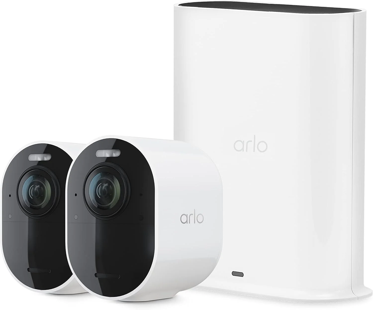 دوربین امنیتی خانگی بی سیم Arlo Ultra 2 Spotlight Camera 4K HDR (شامل ۲ دوربین و SmartHub مورد نیاز) | دید در شب رنگی، حسگر حرکتی، زاویه دید ۱۸۰ درجه، صدای دو طرفه، سفید